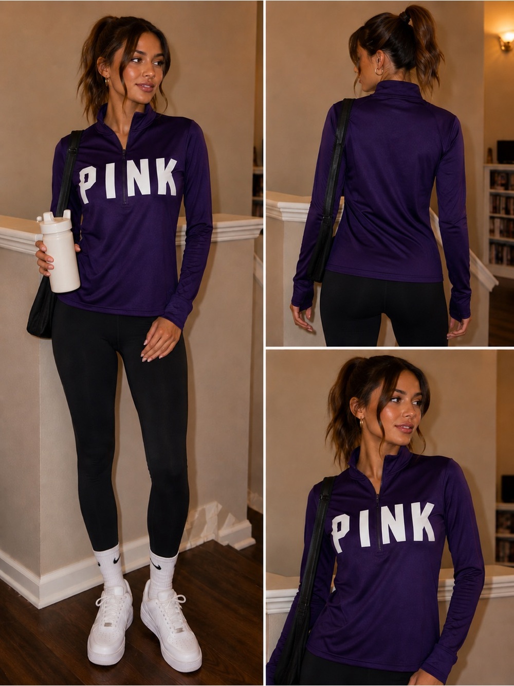 VS PINK Ultimate Quarter Zip Pullover | Purple | XS | 2010s
